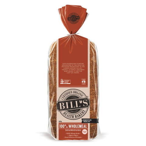 Bill's Organic Bread FROZEN - Sourdough 100% Wholemeal Stoneground