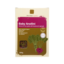 Olive Green Organics Pasta Baby Anellini Spinach and Beetroot Bulk Buy