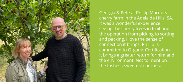 Peter and Georgia at Peter Marriot's Cherry Farm