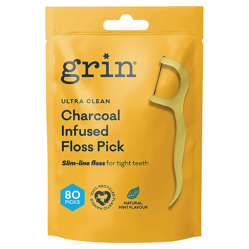 Grin Ultra Clean Floss Picks Charcoal Infused