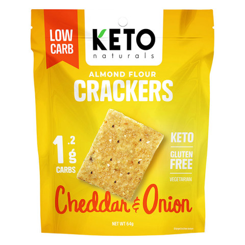 Keto Naturals Almond Flour Crackers Cheddar and Onion