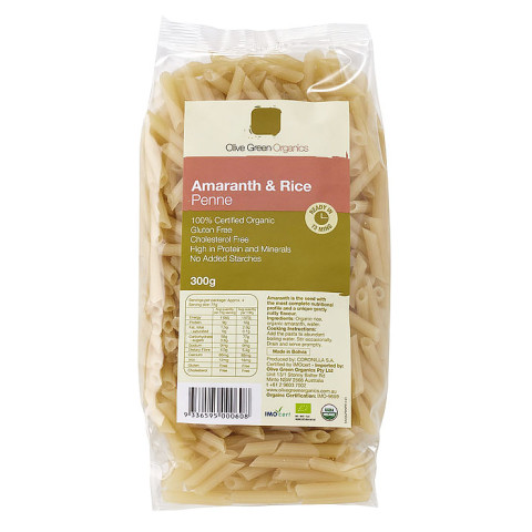 Olive Green Organics Pasta Amaranth and Rice Penne Bulk Buy