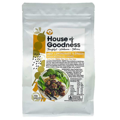 House of Goodness Asian Meatballs Beef, Lemongrass and Ginger