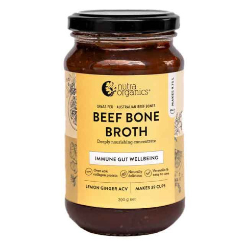 Nutra Organics Beef Bone Broth Concentrate Lemon Ginger ACV