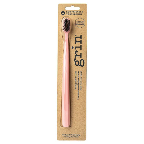 Grin Biodegradable Toothbrush - Adult Medium Rose Pink