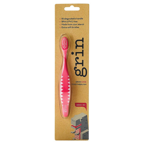 Grin Biodegradable Toothbrush - Kids Soft Pink