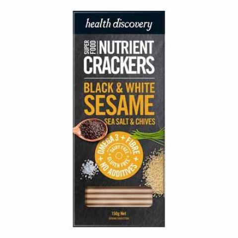 Health Discovery Black and White Sesame, Sea Salt and Chives Nutrient Crackers