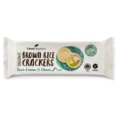 Ceres Organics Brown Rice Crackers Sour Cream and Chives