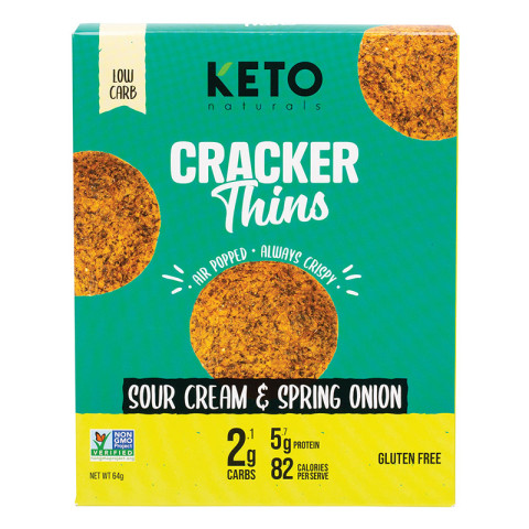 Keto Naturals Cracker Thins Sour Cream and Spring Onion