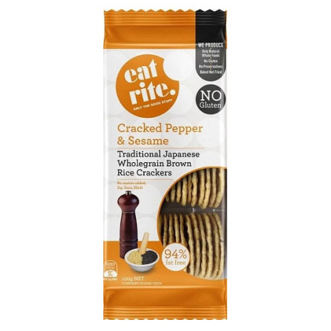 Eatrite Crackers Brown Rice - Black Pepper and Sesame