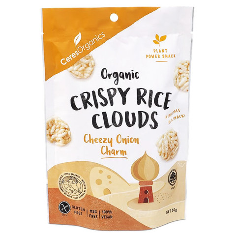 Ceres Organics Crispy Rice Clouds Cheezy Onion Charm - Clearance