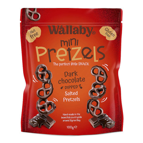 Wallaby Dark Choc Mini Pretzels