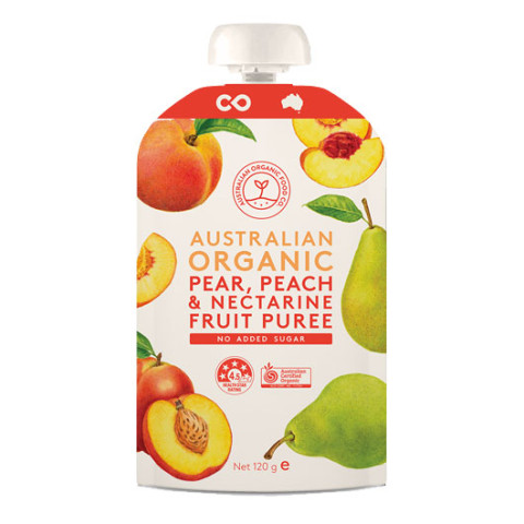 Australian Organic Food Co. Fruit Puree Pear, Peach and Nectarine Bulk Buy