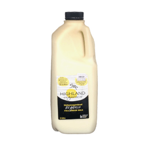 Highland Organic Full Cream Milk Unhomogenised (SHORT DATED) - Clearance