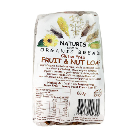 Naturis Gluten Free Fruit and Nut Loaf (Sliced) - Fresh