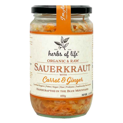 Herbs of Life Green Sauerkraut with Carrot and Ginger
