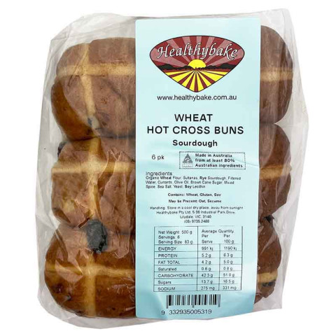 Healthybake FROZEN - Hot Cross Buns Wheat