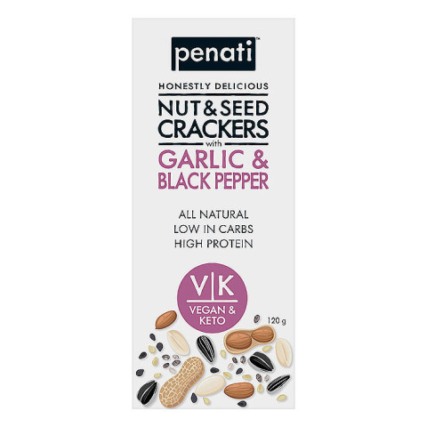 Penati Keto Nut and Seed Crackers - Garlic and Black Pepper
