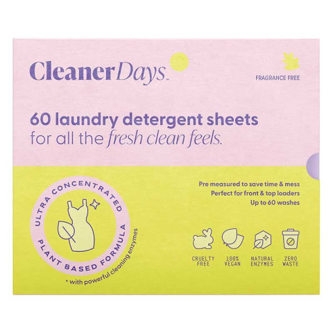 Cleaner Days Laundry Detergent Sheets Fragrance Free