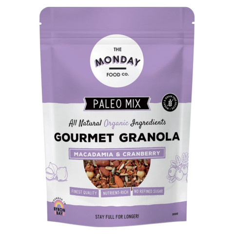 The Monday Food co Macadamia and Cranberry Paleo Granola