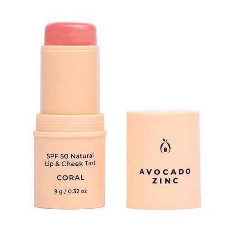 Avocado Zinc Natural Lip and Cheek Tint Coral SPF50