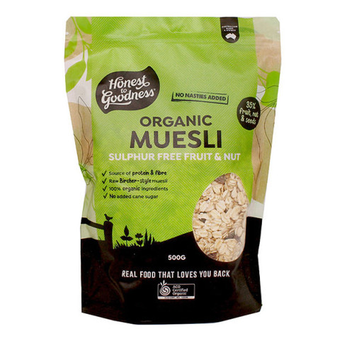 Honest to Goodness Natural Muesli Sulphur Free Fruit and Nut