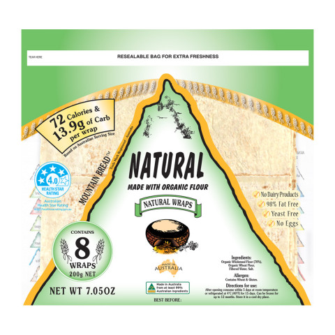 Mountain Bread Natural (Organic Flour) Wrap Bread  - Clearance