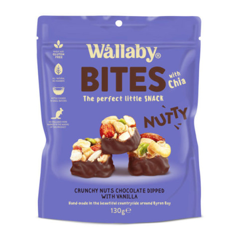 Wallaby Nutty Bites Choc Dipped with Vanilla
