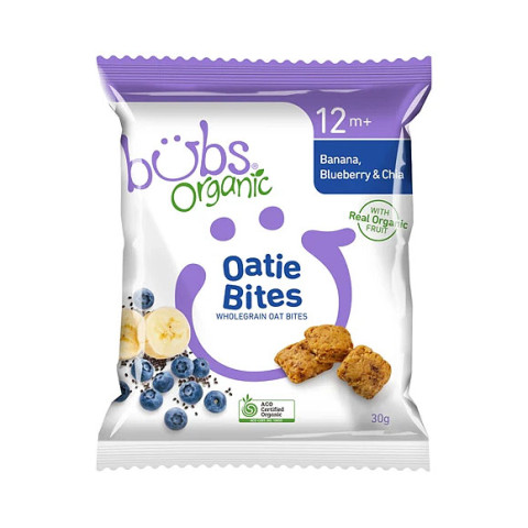 Organic Bubs Oatie Bites Banana Blueberry and Chia