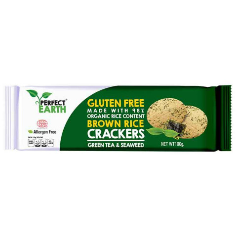 Perfect Earth Organic Brown Rice Crackers with Green Tea and Seaweed