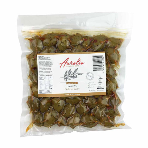 Aurelio Organic Chili Garlic Olives