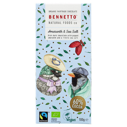 Bennetto Organic Dark Chocolate Puffed Amaranth and Sea Salt