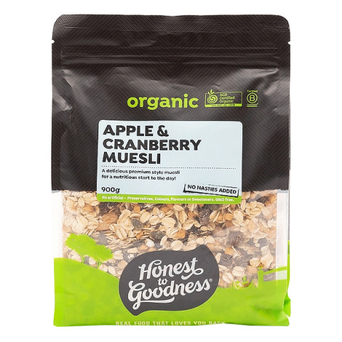 Honest to Goodness Organic Muesli Apple and Cranberry