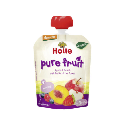 Holle Baby Food Organic Pouch Apple and Peach with Fruits of the Forest - Clearance