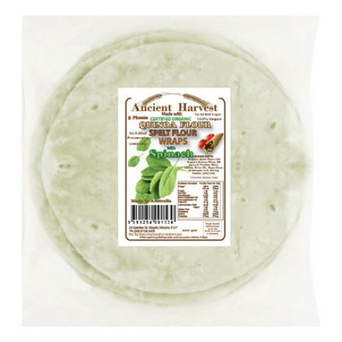 Ancient Harvest Organic Quinoa Spelt Flour Spinach Wraps