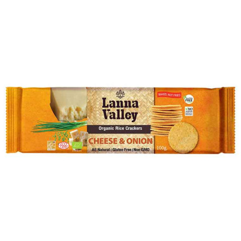 Lanna Valley Organic Rice Crackers Cheese and Onion
