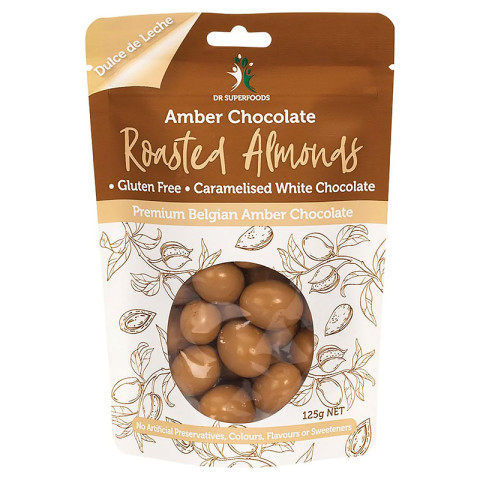 Dr Superfoods Organic Roasted Almonds Amber Chocolate