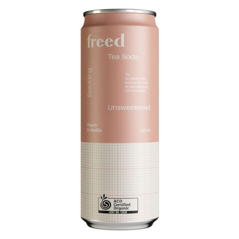 Freed Beverages Organic Sparkling Tea Soda - Peach and Vanilla