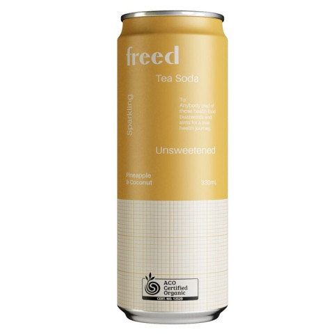 Freed Beverages Organic Sparkling Tea Soda - Pineapple and Coconut