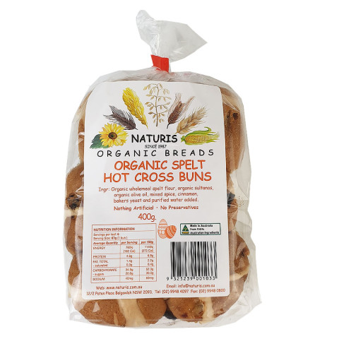 Naturis  Organic Spelt Hot Cross Buns - Frozen