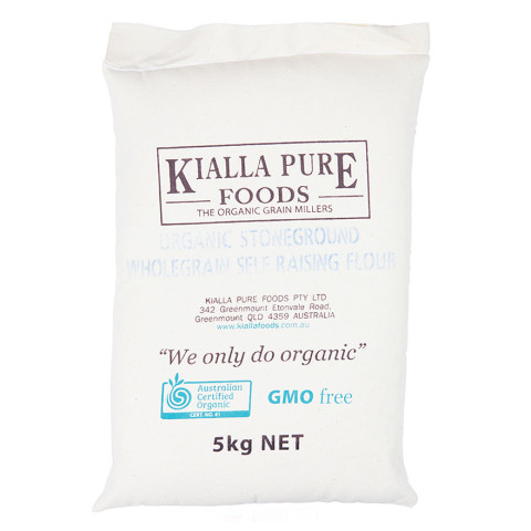 Kialla Organic Stoneground Wholegrain Self Raising Flour BULK (paper or calico bag)