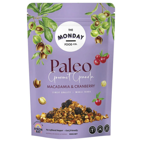 The Monday Food co Paleo Gourmet Granola Macadamia and Cranberry