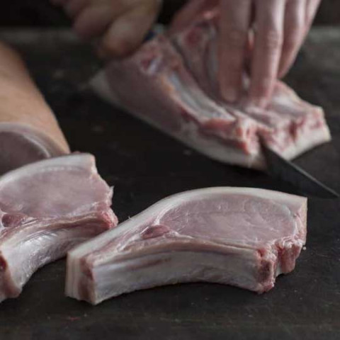 Feather and Bone Pork Loin Cutlets Pastured (Fresh)