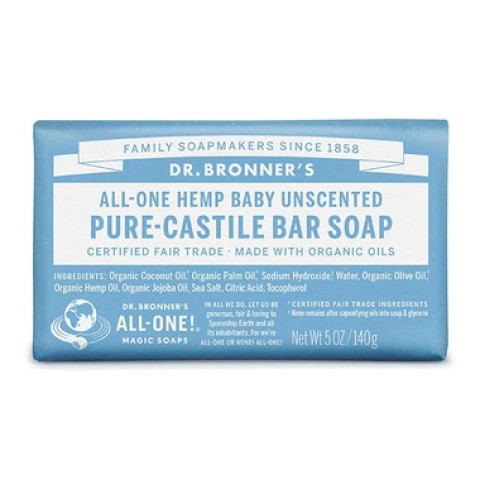 Dr Bronner's Pure-Castile Bar Soap Baby Unscented