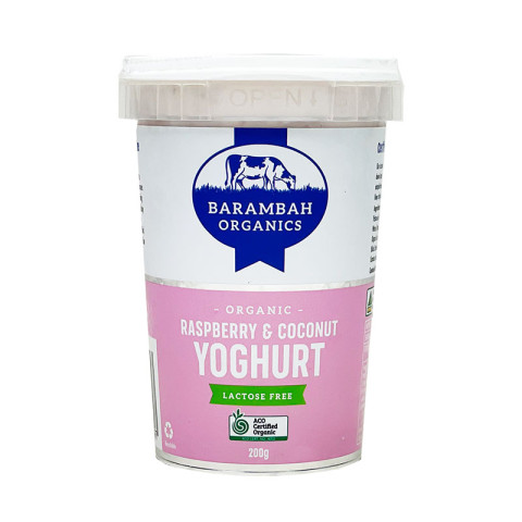 Barambah Organics Raspberry and Coconut Lactose Free Yoghurt