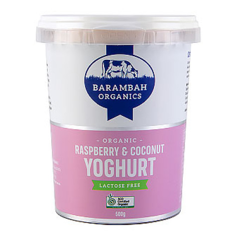 Barambah Organics Raspberry and Coconut Lactose Free Yoghurt