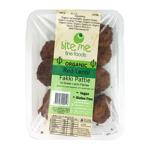 Bite Me Fine Foods Red Lentil Fakki Pattie