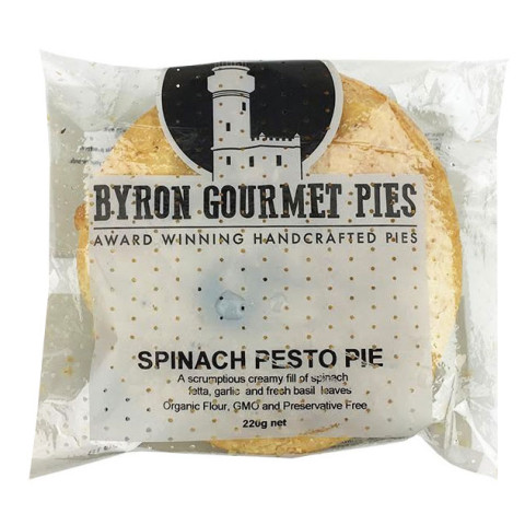 Byron Gourmet Pies Spinach and Pesto Vegetarian Pie Bulk Buy