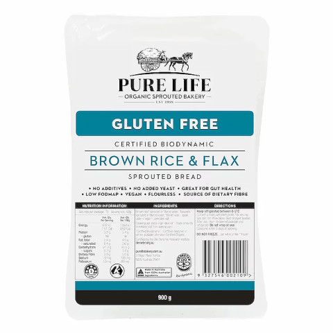 Pure Life Sprouted Brown Rice and Flax Bread