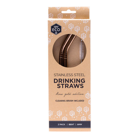 Ever Eco Stainless Steel Straws - Bent - Rose Gold<br>